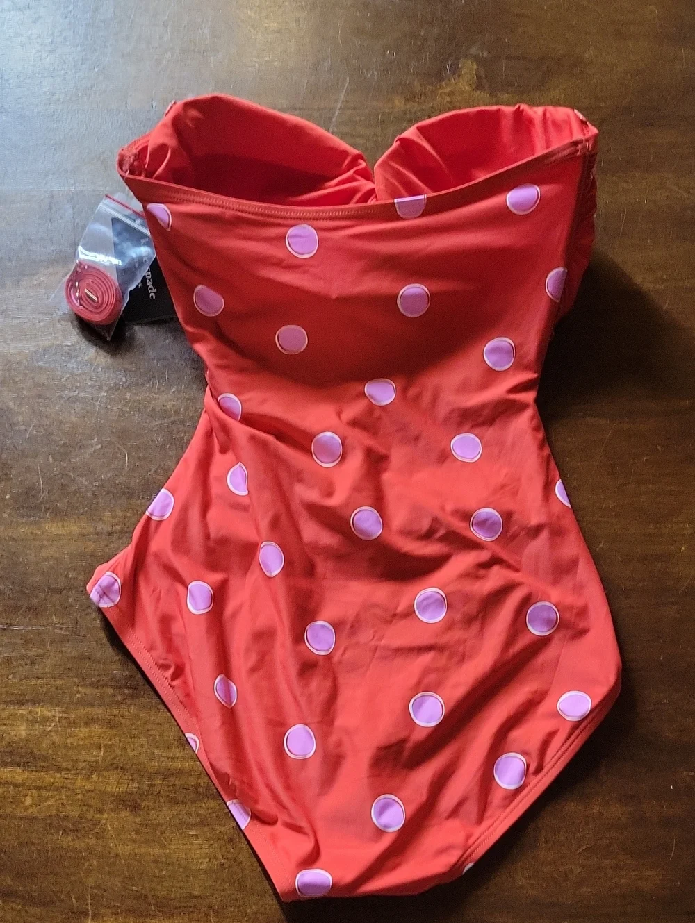 kate spade Red Polka Dot One-Piece Swimsuit with Pink Dots